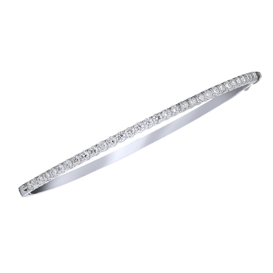 Maharaja Collection Round Diamond Bangle Bracelet in 18K White Gold (0.52ctw)