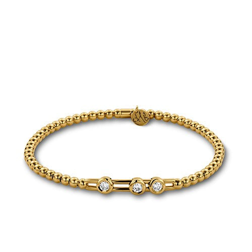 Maharaja Collection Round Diamond Tresore Stretch Bracelet in 18K Yellow Gold (0.28ctw)