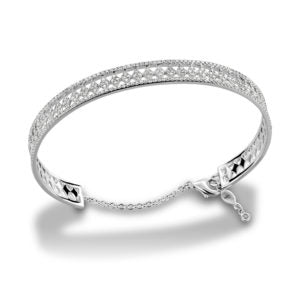 Maharaja Collection Round Diamond Bangle Bracelet in 18K White Gold (1.70ctw)