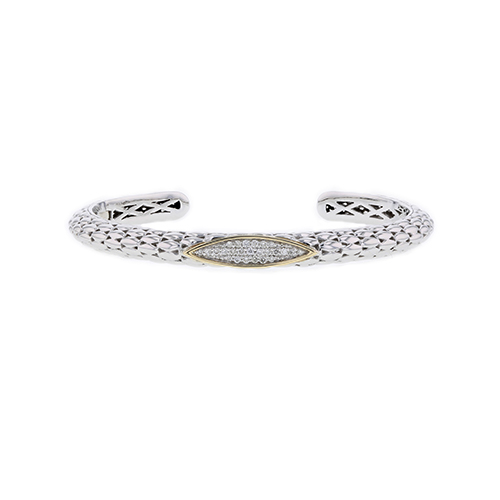 Maharaja Collection H Color VS Diamond Sterling Silver Bangle Bracelet with 14K Yellow Gold Accent (0.33ct)