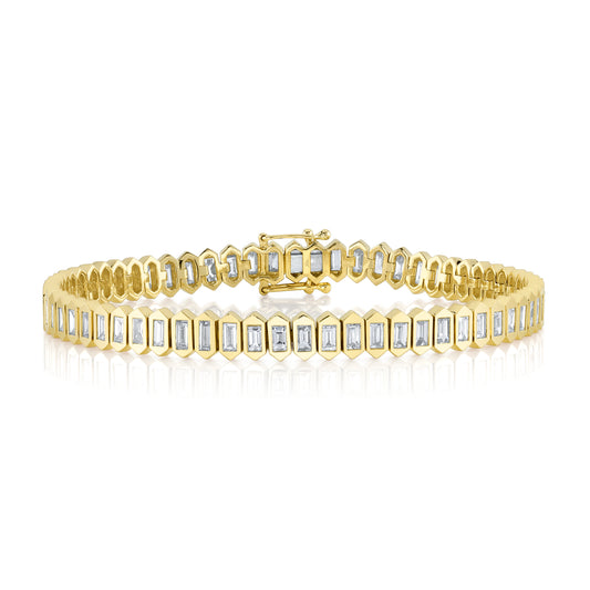 Maharaja Collection Baguette Diamond Tennis Bracelet in 14K Yellow Gold (3.25ctw)