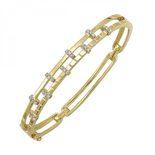 Maharaja Collection Round Diamond Bangle Bracelet in 14K Yellow Gold (0.33ctw)