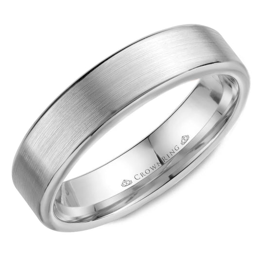 Maharaja Collection Brushed and Polished Men's Wedding Band in 14K White Gold (Sz 10)