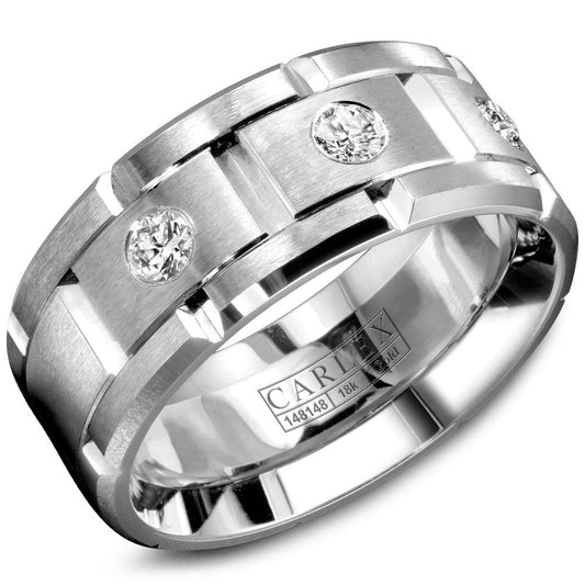 Maharaja Collection Round Diamond Men's Wedding Band in 18K White Gold (0.30ctw)