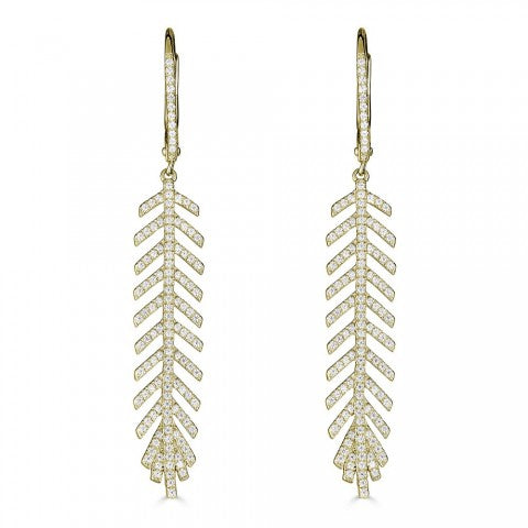 Maharaja Collection Round Diamond Drop Earrings in 14K Yellow Gold (0.55ct)