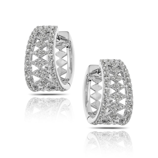 Maharaja Collection Round Diamond Earrings in 18K White Gold (1.06ct)
