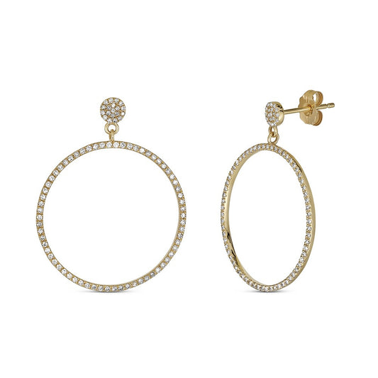 Maharaja Collection Front Facing Hoop Earrings with 0.62ctw HI/I1 Diamonds in 14K Yellow Gold