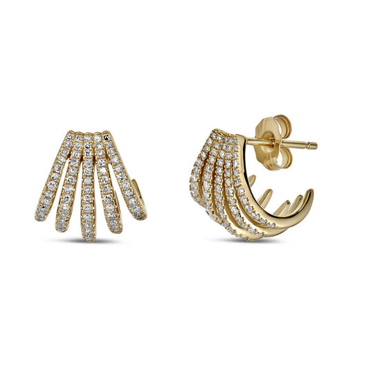 Maharaja Collection Round Diamond Cage Hoop Earrings in 14K Yellow Gold (0.43ctw)