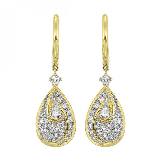 Maharaja Collection Diamond Dangle Earrings in 14K Yellow Gold (1.09ctw)