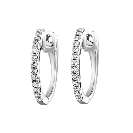 Maharaja Collection Graduated Hoop Earrings with 1ctw Diamond in 14K White Gold (1ctw)