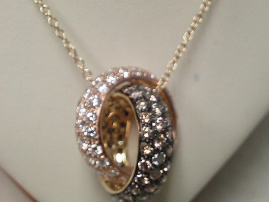 Maharaja Collection White and Brown Diamond Pendant Necklace