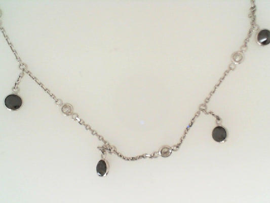 Maharaja Collection Black and White Diamond Cleopatra Necklace in 14K White Gold (1.20cttw)