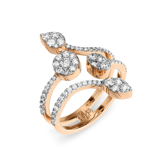 Maharaja Collection Round Diamond Cluster Ring in 18K Yellow Gold (1.02tcw)