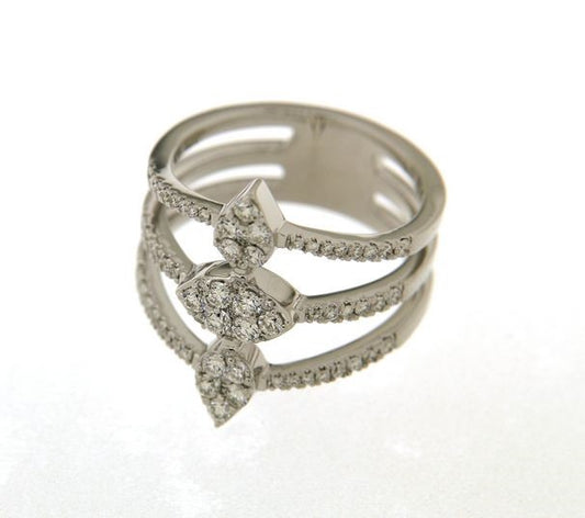 Maharaja Collection Round Diamond Cluster Ring in 18K White Gold (0.75ct)
