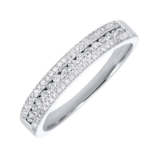Maharaja Collection Classic Book 3 Row Diamond Fashion Ring in 14K White Gold (0.25ctw)