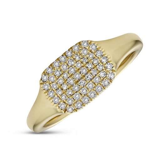 Maharaja Collection Rectangle Signet Ring with GH/SI Diamonds in 14Kt Yellow Gold (0.20ctw)