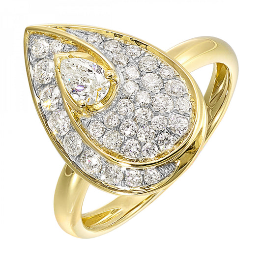 Maharaja Collection Round Diamond Ring in 14K Yellow Gold (0.75ctw)