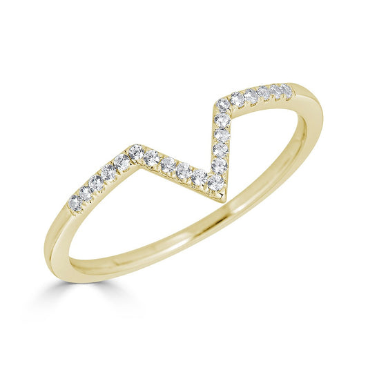 Maharaja Collection Chevron Ring with 0.08ctw Diamonds in 14K Yellow Gold (0.08ct)