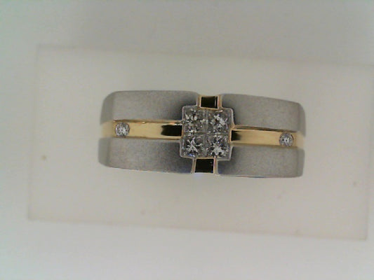 Maharaja Collection Round Diamond Two-Tone Men's Ring in 14K Gold (0.34ct)