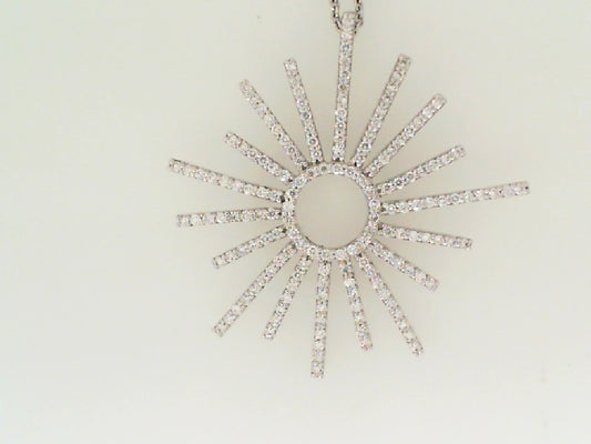 Maharaja Collection Round Diamond Sunburst Pendant Necklace in 18K White Gold (0.70ctw)