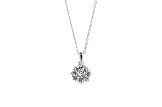 Maharaja Collection Round Diamond Pendant Necklace in 14K White Gold (0.40ctw)