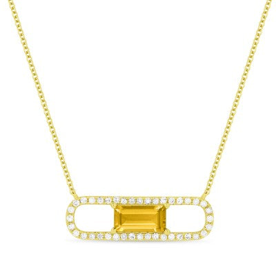 Maharaja Collection Round Diamond and Emerald Citrine Pendant in 14K Yellow Gold (0.65ct)