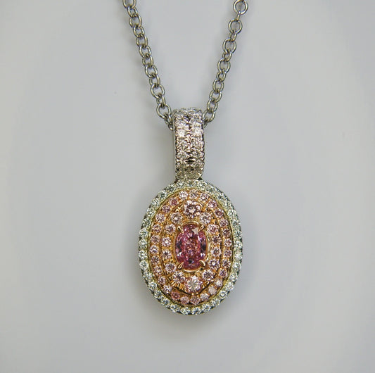 Maharaja Collection Oval and Round Pink Diamond Pendant in Platinum and 18K Gold (0.56ct)