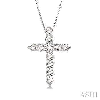 Maharaja Collection Round Diamond Cross Pendant Necklace in 14K White Gold (0.25ctw)