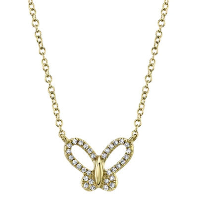 Maharaja Collection Diamond Butterfly Necklace in 14K Yellow Gold (0.08ctw)