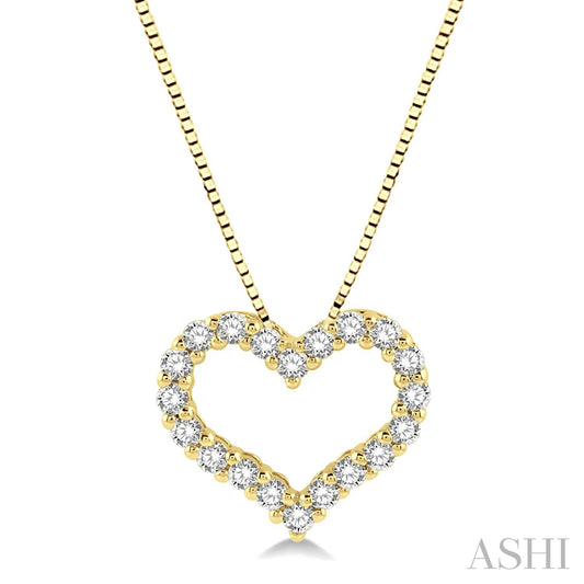 Maharaja Collection Heart Necklace with 0.50ct Round G/H SI1 Diamonds in 14K Yellow Gold