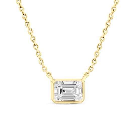 Maharaja Collection Bezel Set Emerald Diamond Necklace in 14K Yellow Gold (0.33ctw)