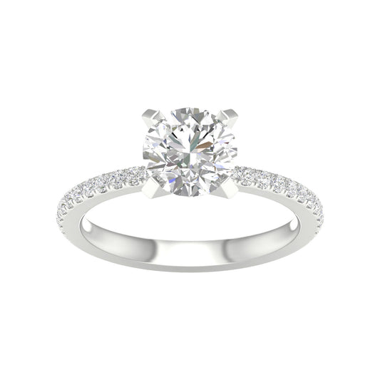 Maharaja Collection Round Lab Grown Diamond Engagement Ring in 14K White Gold (1.75ctw)