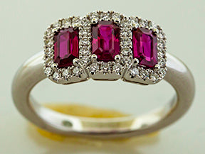 Maharaja Collection Round Diamond and Ruby Ring in 18K White Gold (1.12ctw)