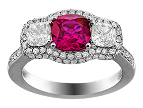 Maharaja Collection Round Diamond and Ruby Semi-Mount Ring in Platinum (2.73ct)