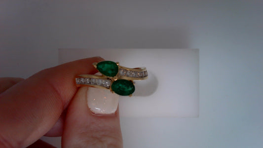 Maharaja Collection Emerald and Diamond Bypass Ring in 2.34ctw and 0.85ctw (3.19ct)