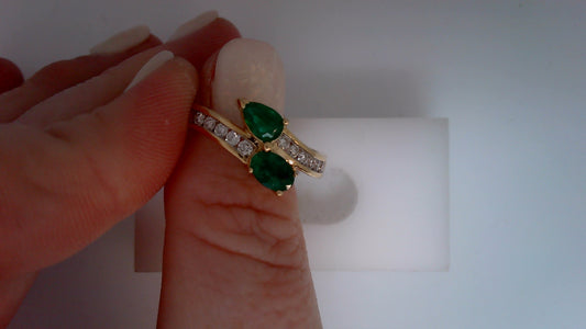 Maharaja Collection Emerald and Diamond Bypass Ring in 2.34ctw and 0.85ctw (3.19ct)