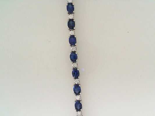 Maharaja Collection Oval Sapphire and Round Diamond Bracelet in 18K White Gold (7.02ctw)