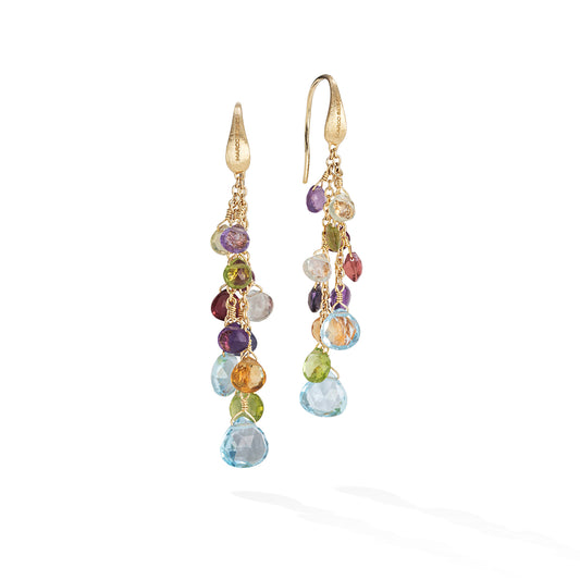 Maharaja Collection Mixed Gemstone Multi Strand Earrings in 18Kt Yellow Gold