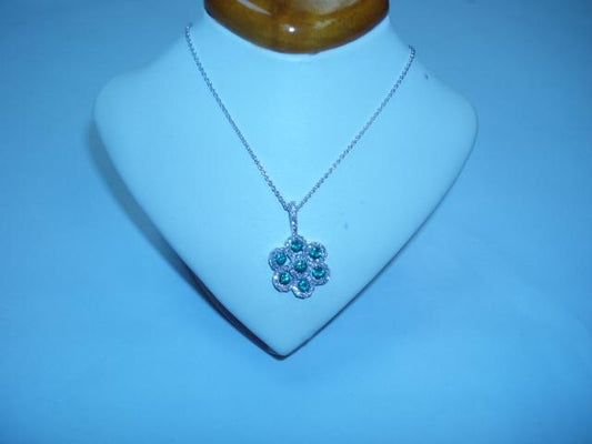 Maharaja Collection Emerald and Diamond Pendant Necklace in 18K White Gold (1.25ctw)