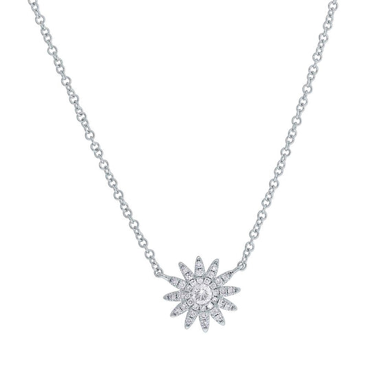 Maharaja Collection Diamond Starburst Necklace in 14K White Gold (0.15ctw)