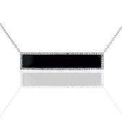 Maharaja Collection Round Diamond Black Agate Necklace in 14K White Gold (0.23ct)