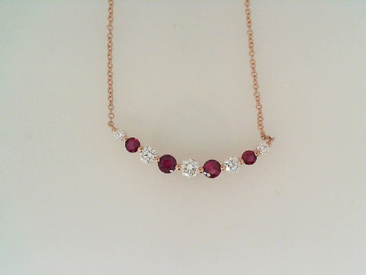 Maharaja Collection Round Diamond and Ruby Necklace in 18K Rosé Gold (0.85ctw)