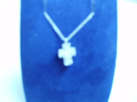 Maharaja Collection Round Diamond Cross Pendant in 18K White Gold (0.10ctw)