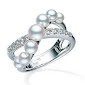 Maharaja Collection White Pearl and Diamond Ring in 18K White Gold (0.15ct)