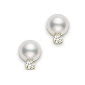 Maharaja Collection Round Diamond and Akoya Pearl Stud Earrings in 18K Yellow Gold (0.20ct)