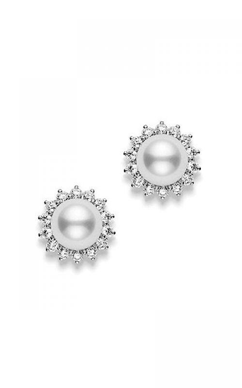 Maharaja Collection Round Diamond and Akoya Pearls Dangle Earrings in 18K White Gold (0.72tw)