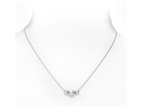 Maharaja Collection Round Pearl Pendant Necklace with Ayoy A+1 Pearl and 2 Pearls in 18K White Gold