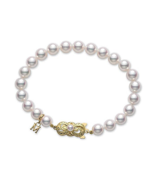 Maharaja Collection Akoya Cultured Pearl Bracelet in 18K Yellow Gold (7.5x7mm)