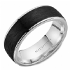 Maharaja Collection Blue Royale Wedding Band Forged Carbon Fiber Center & High Polish Edges in 14K White Gold (7.5mm)