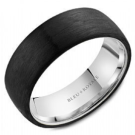 Maharaja Collection Blue Royale White Diamond Wedding Band in 14K White Gold (Size 10)